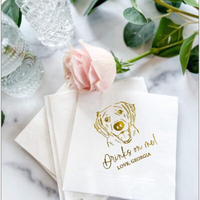 Custom Pet Wedding Napkins – Illustrated Dog Cocktail Napkins for Weddings, Bridal Showers & Engagement Parties